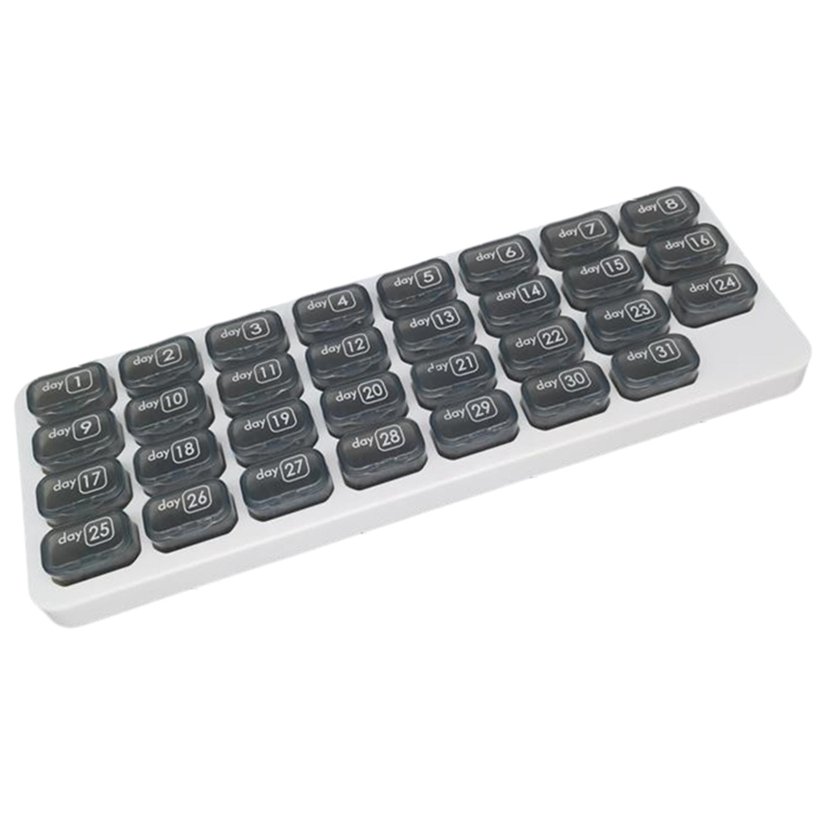 Ioensy - Caja De Pastillas Organizador De Medicamentos Dispensador Estuche Contenedor Almacenamiento Mensual Gris
