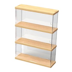 Magideal - Vitrina De Acrílico Transparente Para Coleccionables, Caja De Almacenamiento, Recuerdos, Muñecas Coleccionables, Base De Madera, Estuche De Exposición 3 Capas 30Cm