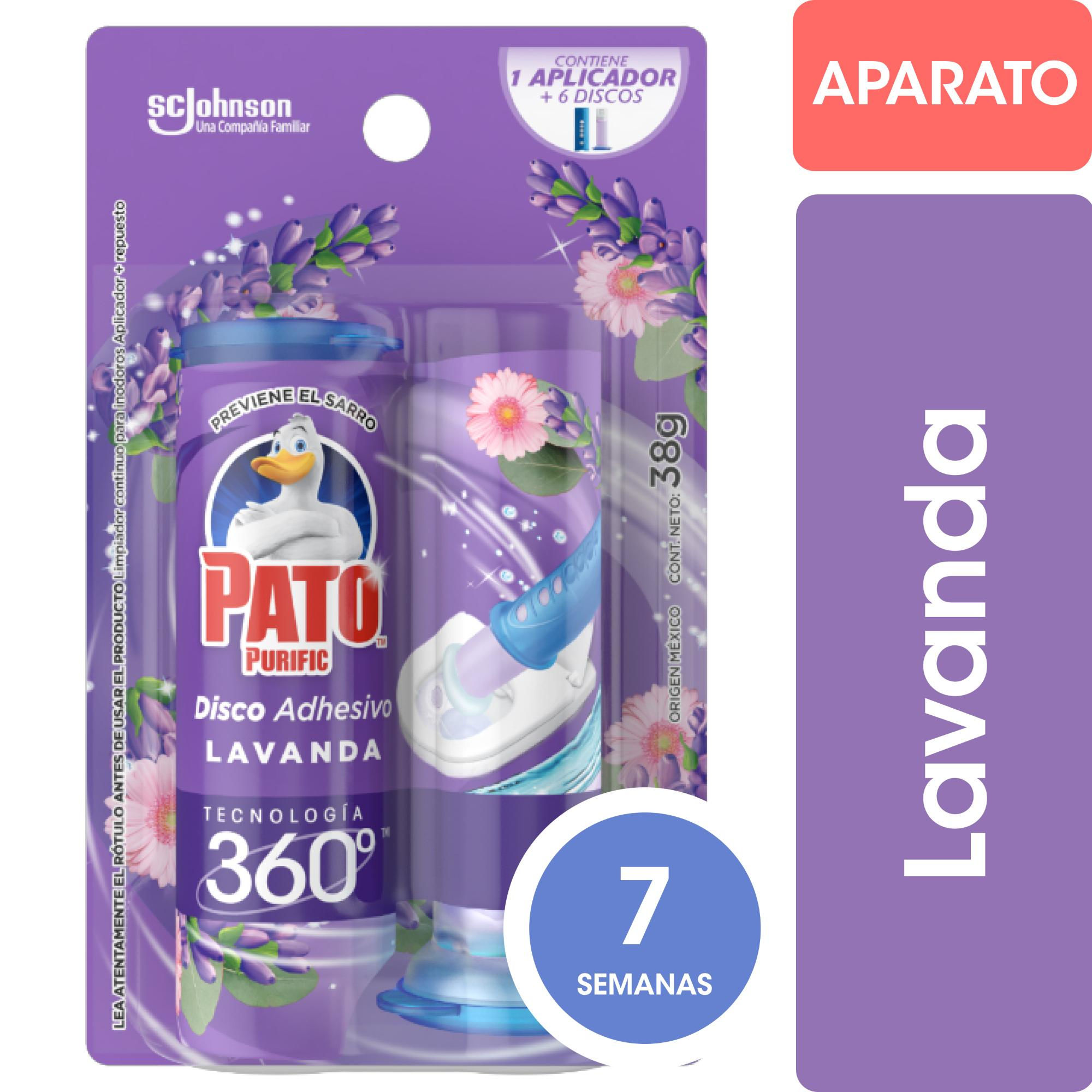 Limpiador De Inodoro Discos Adhesivos Gel Campos De Lavanda Aplicador + Repuesto Blister 38 g Pato Purific