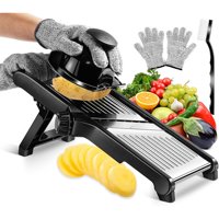 Xusx111 - Slicer Ajustable De Acero Inoxidable Slicer De Alimentos Para Cocina Verduras Cebolla Patata Fruta Francés Cortador Patatas Fritas Julienne Slicers Con Guantes Resistentes Al Corte