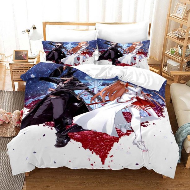Sword Art Online Anime Quilt Duvet Cover Set Bedding Children Pillowcase3-Piece Bedding Set