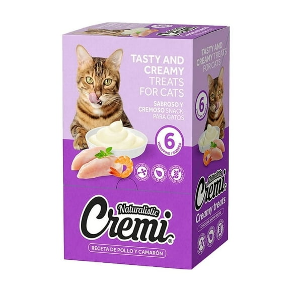 Cajita Naturalistic Cremi Gatos Pollo Y Camarón (30 Tubitos)