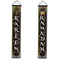 Magideal - Conjunto De Decoración Eid Mubarak Eid Mubarak Porch Sign Ramadan Banner Decoración Colgante Para Decoración Interior / Exterior Eid Al- Party Ramadán