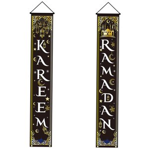 Magideal - Conjunto De Decoración Eid Mubarak Eid Mubarak Porch Sign Ramadan Banner Decoración Colgante Para Decoración Interior / Exterior Eid Al- Party Ramadán