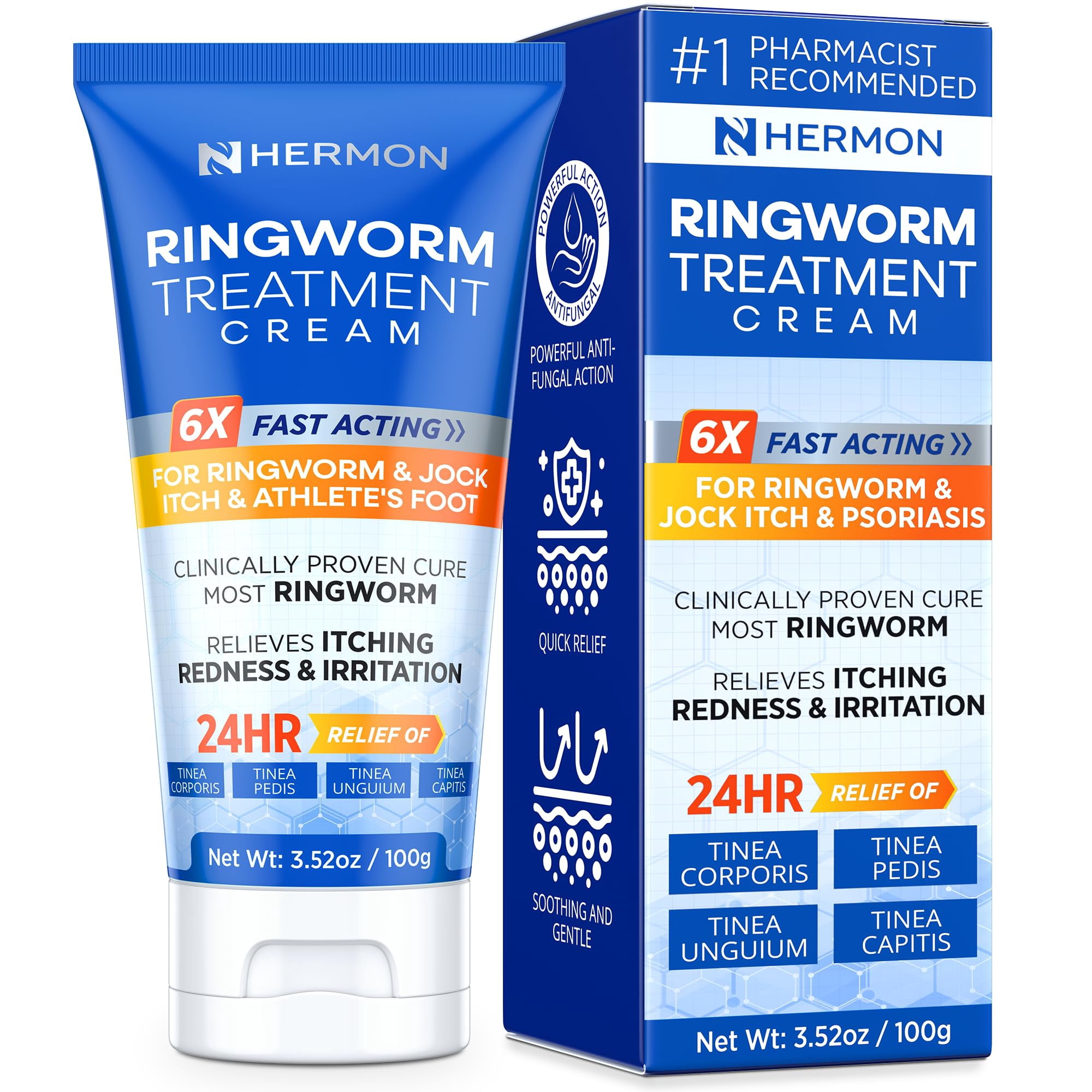 Crema Antimicótica Contra La Tiña Hermon Ayuda A Aliviar 100 Ml