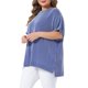 thumbnail image 4 of Agnes Orinda Blusas de Verano Casual de Talla Grande para Mujer con Rayas, Cuello Redondo, Manga Corta, Abertura Lateral, 3X Azul, 4 of 8