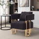 thumbnail image 3 of TS Modern decorative chair, living room side chair with gold metal legs, no wheels, suitable for dressing area, reception room, office,Teddy fleece upholstered metal foot sofa 2PCS Black, 3 of 3