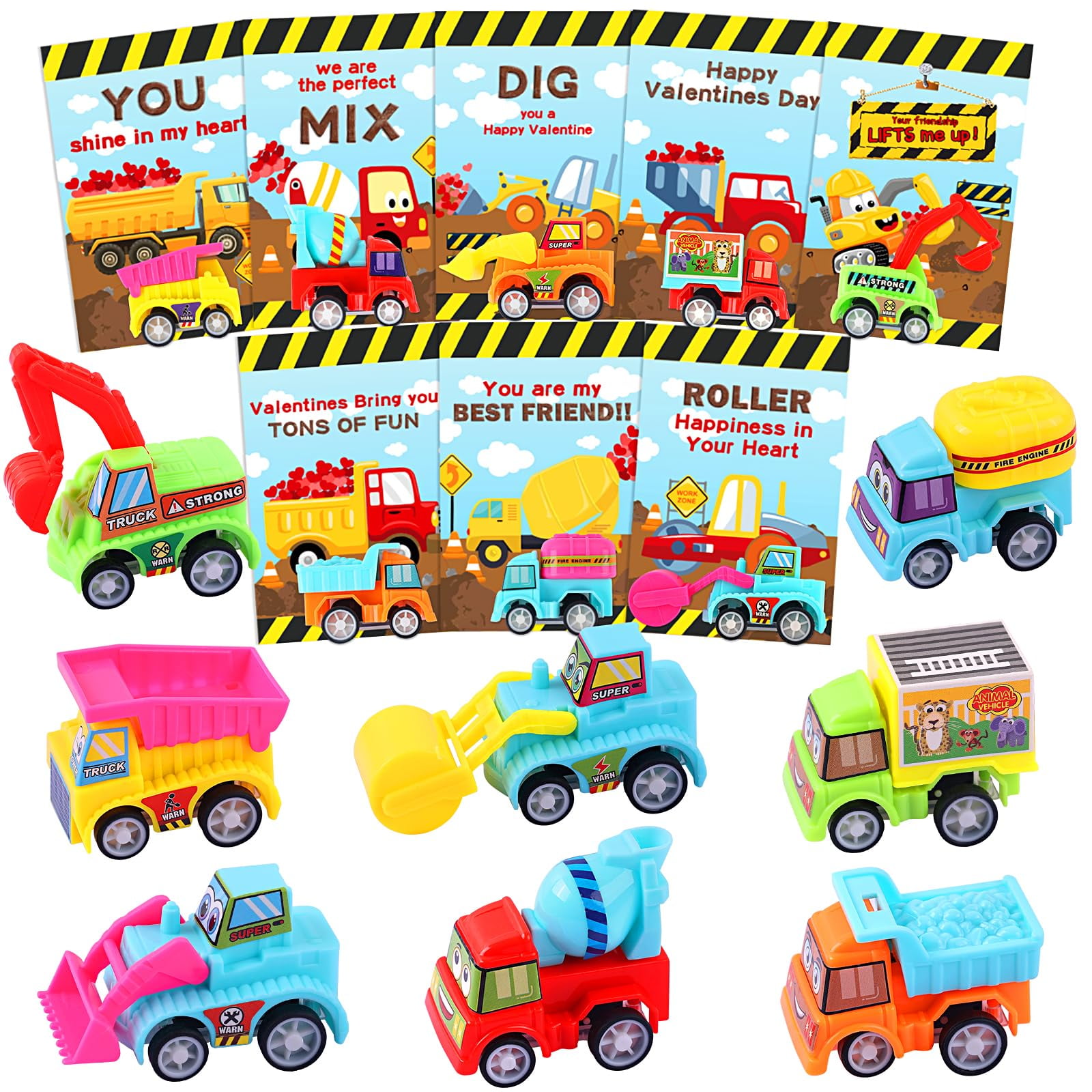 Catnee - Juguete De San Valentín Para Vehículos De Construcción Con Tarjetas Para Niños