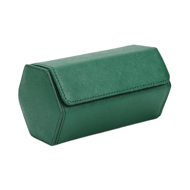 Caja de almacenamiento para relojes, coleccionista de joyas, resistente al desgaste, compacto, práctico, 2 rejillas, estuche enrollable para sala de Verde