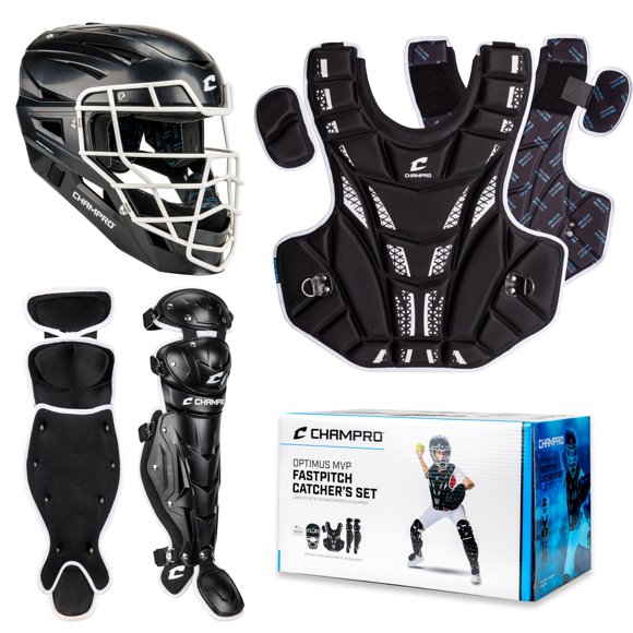 Set de catcher de sóftbol fastpitch Champro, negro, para edades de 6 a 9 años