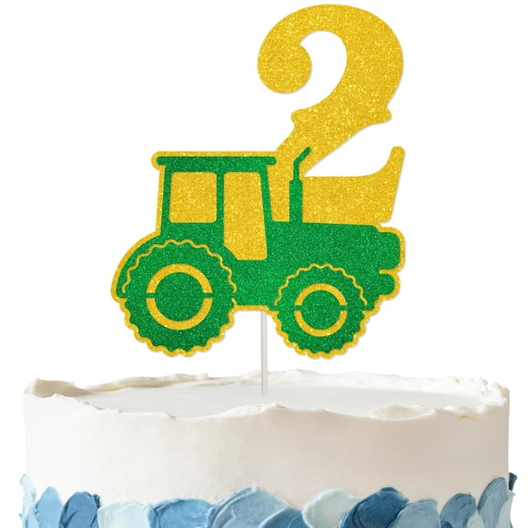 Cake Topper Vorceary Tractor 2 Birthday Glitter Boy 2 años