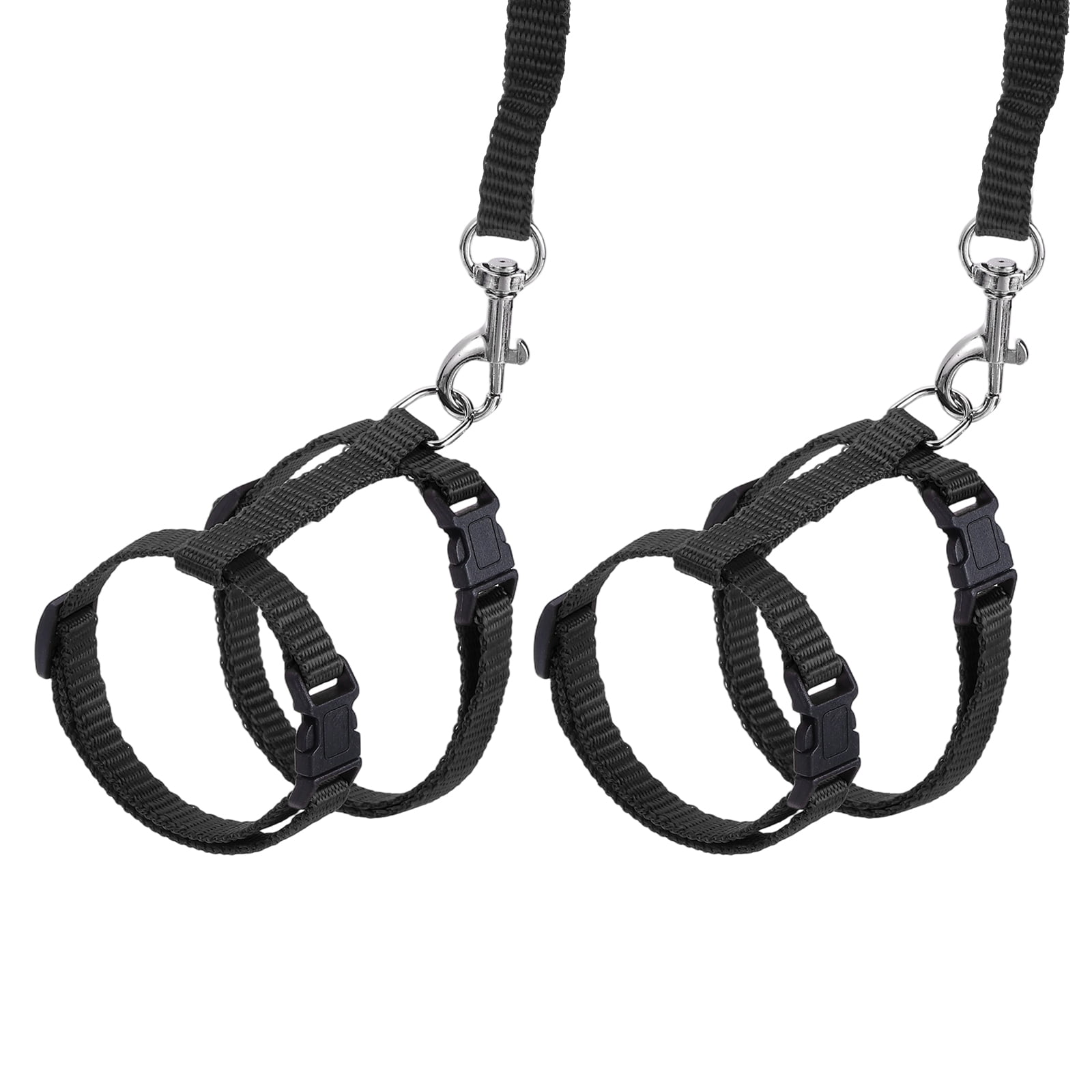 Uxcell 2 piezas de arnés y correa para conejos a prueba de escape, arnés para animales pequeños, hebilla ajustable suave, negro para paseos de cachorros