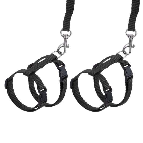 Uxcell 2 piezas de arnés y correa para conejos a prueba de escape, arnés para animales pequeños, hebilla ajustable suave, negro para paseos de cachorros