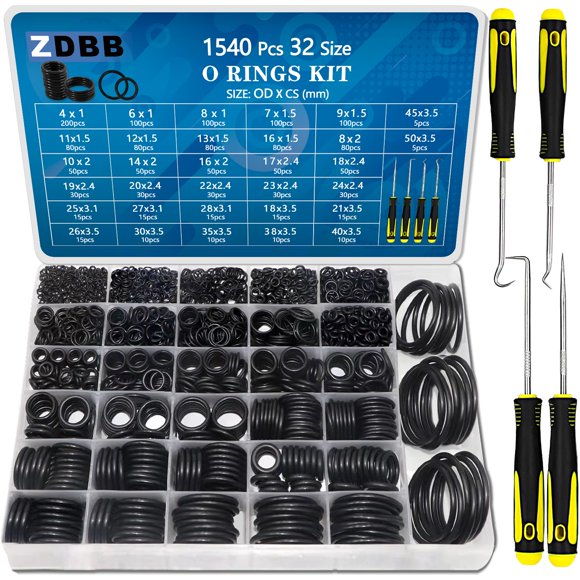 Kit surtido de juntas tóricas ZDBB 32, tamaño 1540 unidades, nitrilo métrico