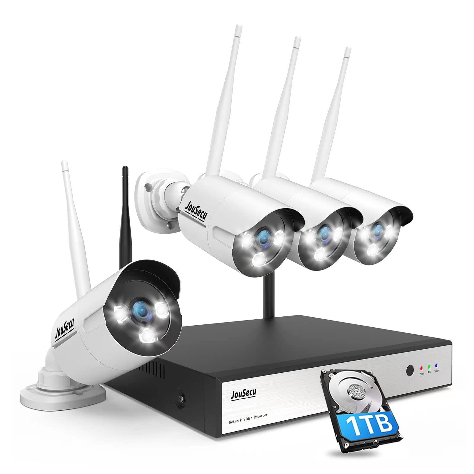 Sistema De Cámara De Seguridad Inalámbrica Jousecu De 5 Mp Con Disco Duro De 1 Tb