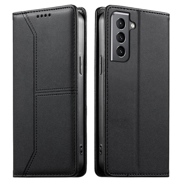 Funda tipo cartera con bloqueo RFID para Samsung Galaxy S22 cubierta magnética de cuero con tapa y soporte Negro
