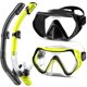 thumbnail image 1 of Kit de snorkel MELUMILU para adulto, panorámico antiempañante, negro/amarillo, 1 of 6