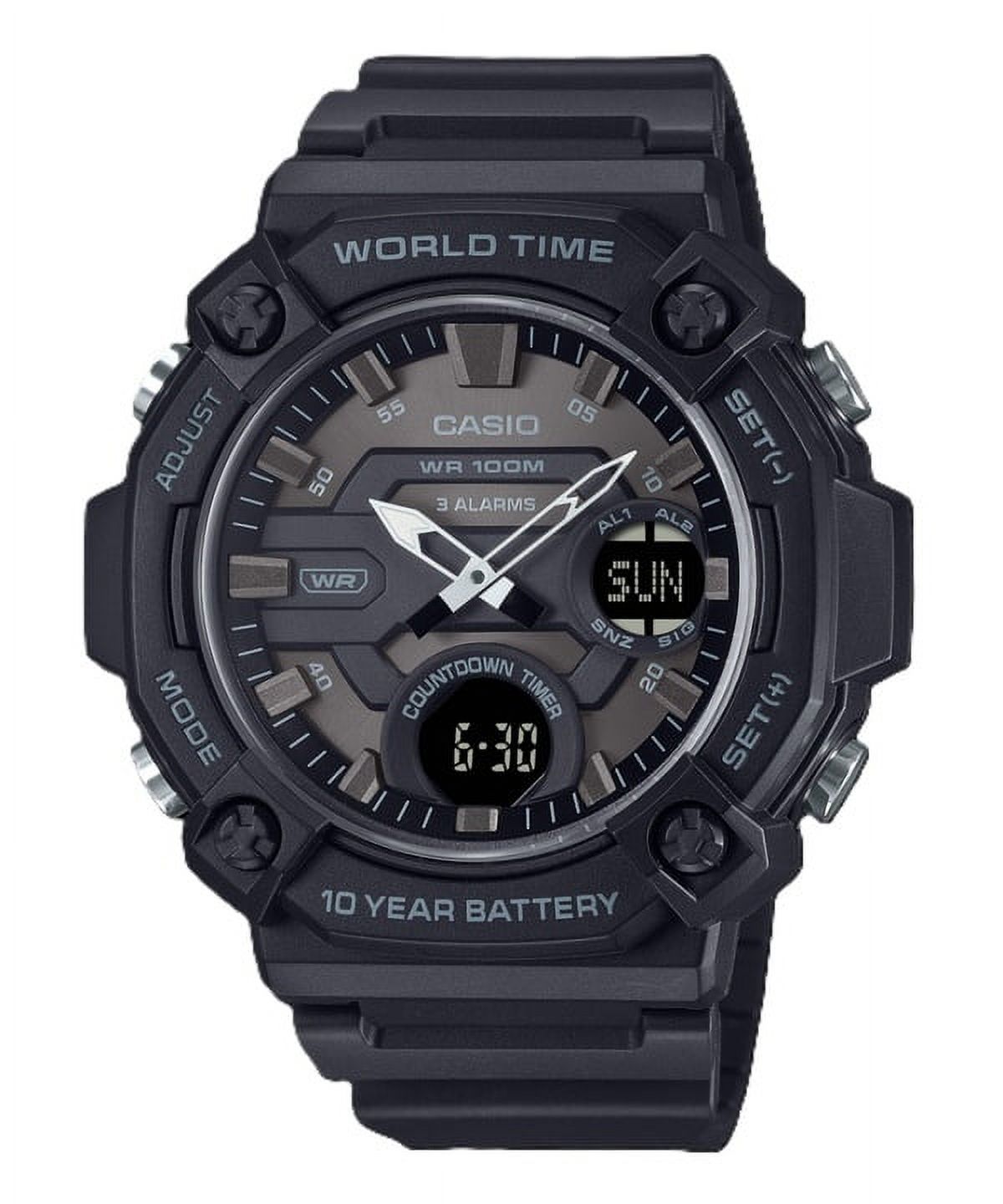 Casio - Reloj Standard Análogo Digital Correa De Resina Esfera Gris Cuarzo Aeq-120W-1Bv 100M Para Hombre