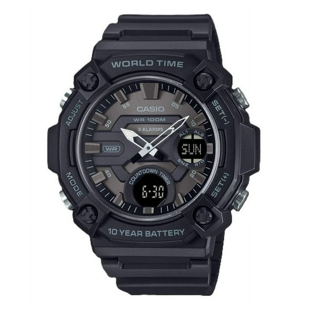Reloj Standard Análogo Digital Correa De Resina Esfera Gris Cuarzo Aeq-120w-1bv 100m Para Hombre