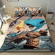 thumbnail image 1 of Los Cuatro Fantásticos Conjunto de sábanas temático, trío de piezas, cómodo y amigable con la piel, diseño único, regalo de decoración para el hogar para familiares, amigos y fans,173cm *218cm, 1 of 6