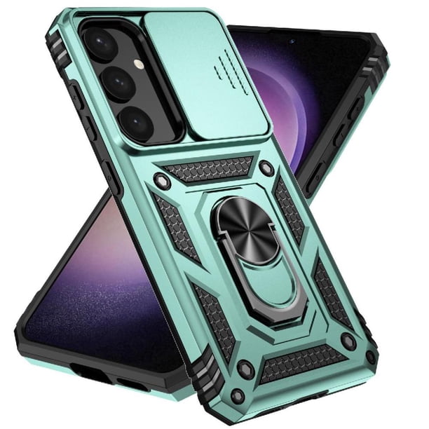 Funda Resistente Anillo Soporte Samsung Galaxy S25 Plus Privacidad Cámara Montaje Magnético Verde