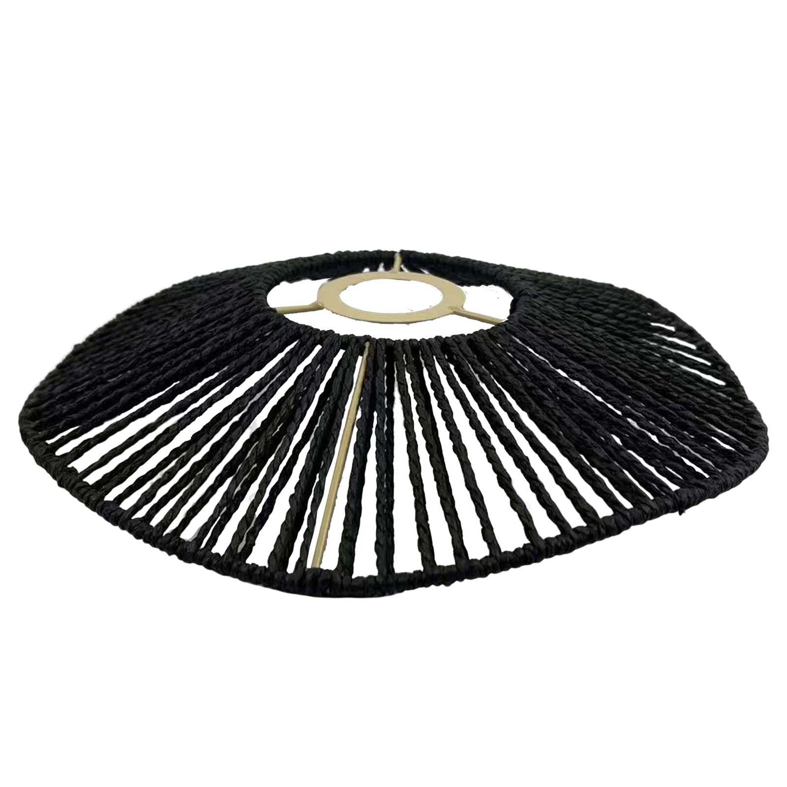 Magideal - Pantalla De Lámpara De Cuerda Tejida A Mano, Estilo Rústico, Para Lámpara De Techo, Decoración Hecha A Mano, Lámpara De Mesa, Lámpara Colgante, Pantal Negro