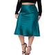thumbnail image 4 of Agnes Orinda Conjuntos de Halloween para Mujeres Tallas Grandes Falda de Satén Sedosa de Escuela Universidad Cintura Alta con Cinturilla Elástica Oculta Falda Elegante Azul Pavo Real, 4 of 7