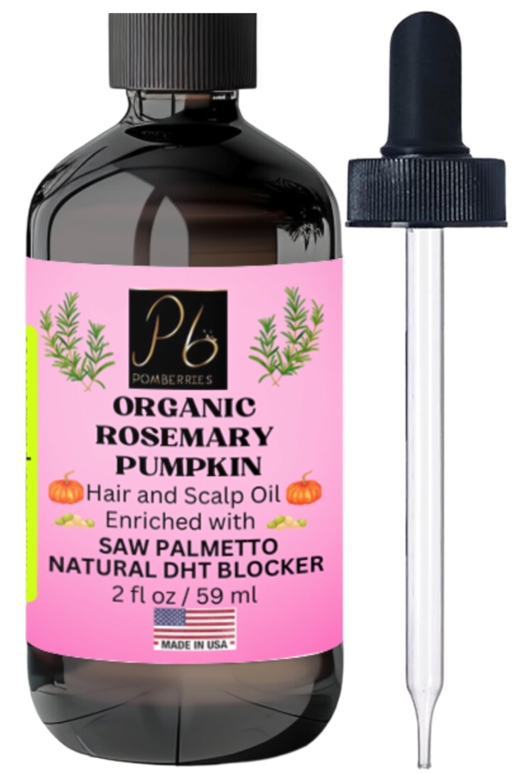 Aceite Capilar De Pomberries Orgánico, Romero, Palma Enana Americana Y Menta