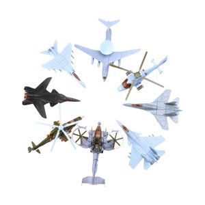 Magideal - 8 Piezas Simulación 4D Diy Juguetes Fighter Modelo Decoración De Escritorio Bloques Rompecabezas Figura Estática Construcción Aviación Coleccionables