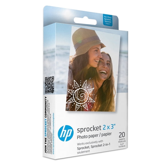 Papel fotográfico HP Sprocket 2x3 Premium Zink Back (20 hojas)