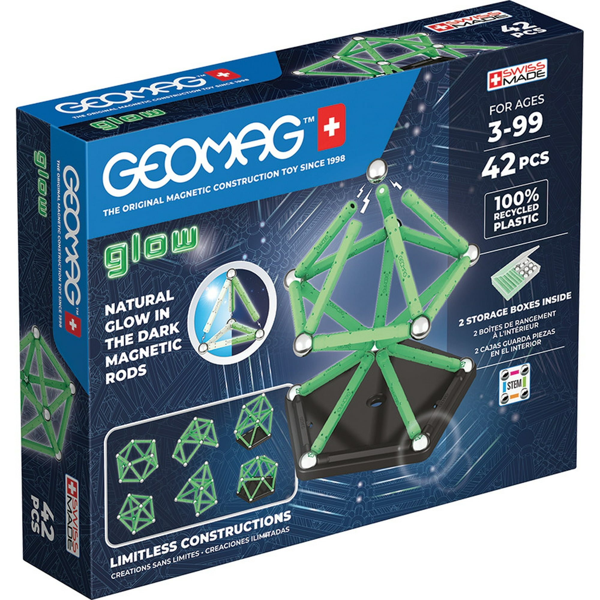 Geomag - Juego De Creacion Magnético Glow (42 Piezas) - Línea Ecológica