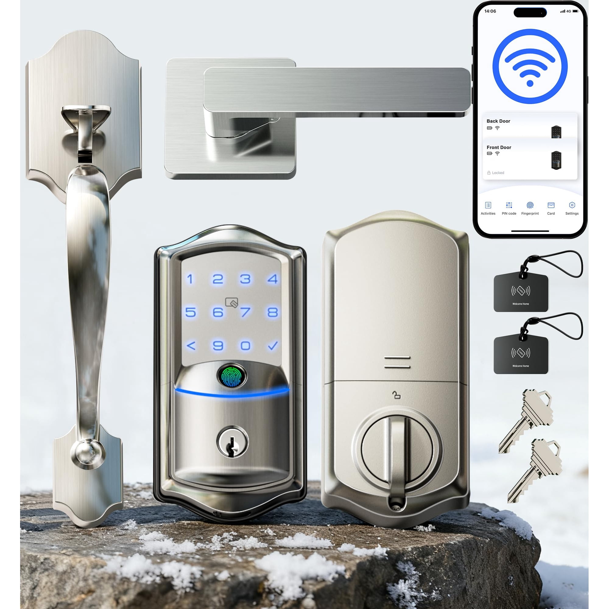 Cerradura Inteligente Veise Ve027-h Con Pestillo Wi‑fi Y Huella Digital, Sin Llave