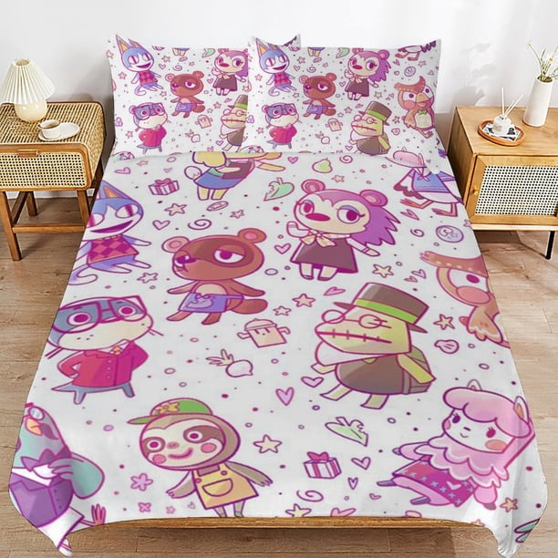 Animal Crossing Comforter Set 3 Pieces Quilt Cover Set Soft Bedding Sets for All Seasons
