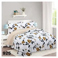 Genérico - Cubrecama Sherpa 2 Plazas - Blanco Flores Doradas M925