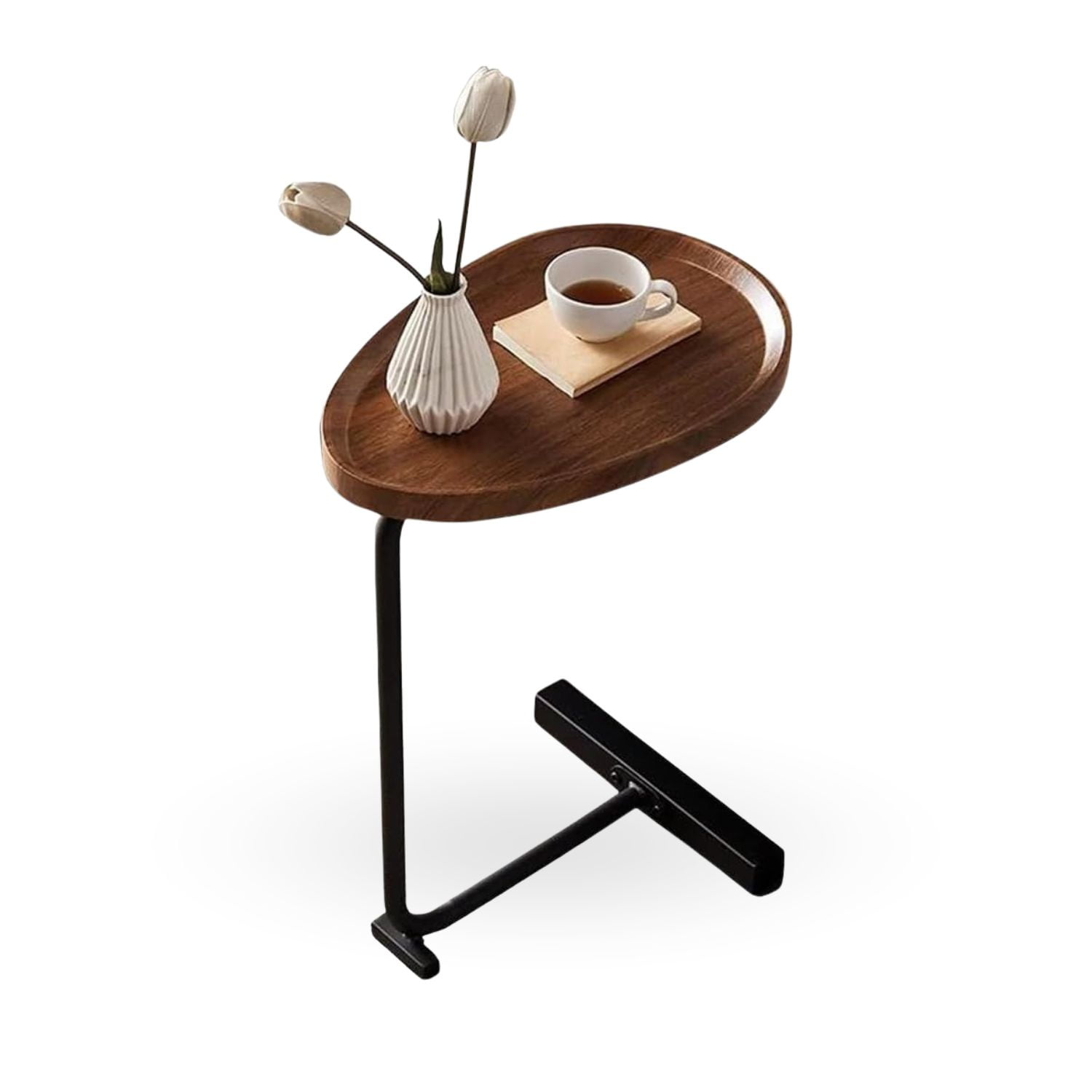 Santú Home & Deco - Mesa Madera Lateral Con Pedestal Negro