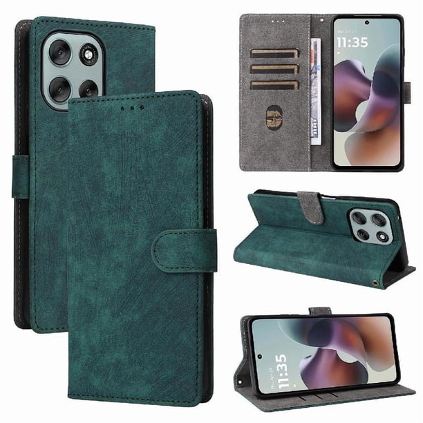 Funda Billetera para Motorola Moto G66Y 5G con Soporte - Cartera de Cuero con Ranuras Verde