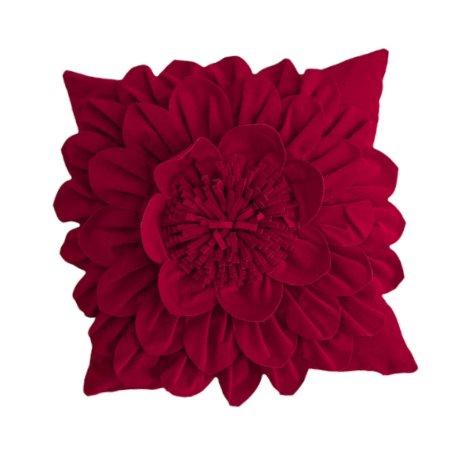 Bothyi - Funda De Almohada Con Diseño De Flores En 3d, Funda De Almohada Navideña Para Decoración Festiva, Cama Roja Cuadrada
