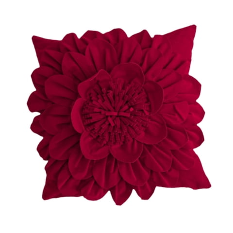 Bothyi - Funda De Almohada Con Diseño De Flores En 3D, Funda De Almohada Navideña Para Decoración Festiva, Cama Roja Cuadrada