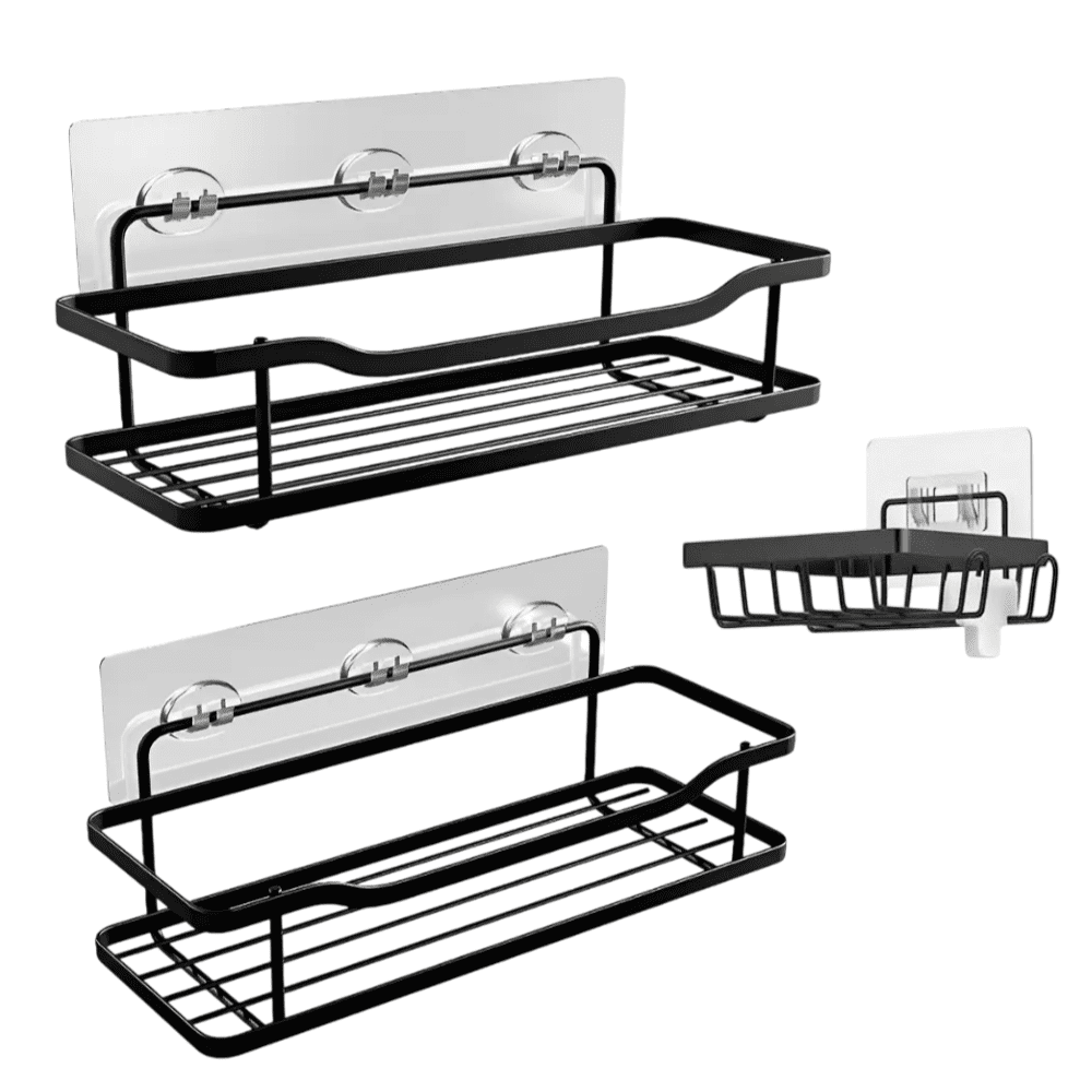 Organizador De Ducha Belug Repisa Baño Adhesivo Set 3 Inoxidable