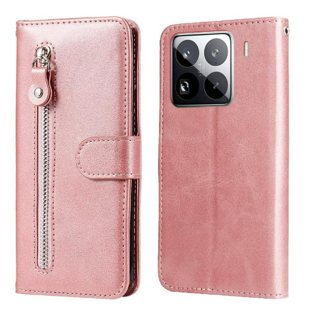 Funda con Cremallera para Xiaomi 15 Pro, Carcasa Cartera de Cuero PU con Soporte y Tarjetero