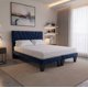 thumbnail image 4 of Cama Dos Plazas con Colchon + Pack de Almohadas Tapizado en Felpa Azul Oscuro, 4 of 6
