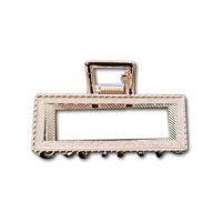 Besty - Traba Metálica Garra Rectangular Brillo Para Cabello Rosado Tornasol