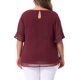thumbnail image 4 of Agnes Orinda Blusa de Lunares Suizos para Mujer de Talla Grande, Cuello Redondo, Manga con Volantes, Camiseta Casual 3X Burdeos, 4 of 8