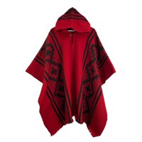 Genérico - Poncho Con Lana De Alpaca Arauco Unisex Rojo Y Negro