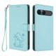 thumbnail image 1 of Sony Xperia 10 VII Funda Billetera con Estampado de Gato, Verde Claro, 1 of 6