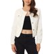 thumbnail image 1 of INSPIRE CHIC Chaqueta Vaquera Recortada de Manga Larga sin Cuello con Botones para Mujer, Regreso a Clases, Blanca Talla S, 1 of 6