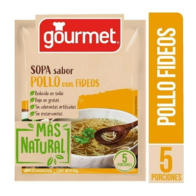Sopa Sabor Pollo Con Fideos Más Natural (5 Porciones) Sobre 60 G Gourmet