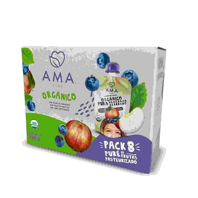 Puré Multifrutas Orgánico Pack 8Un 720 G Ama Time