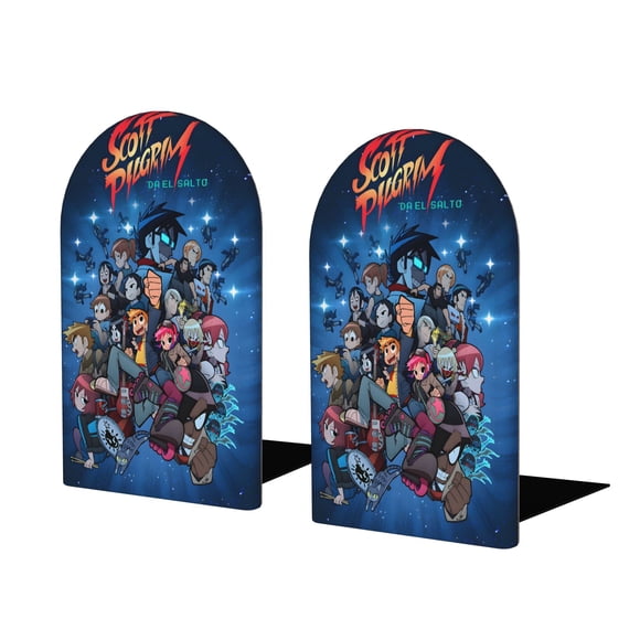 Scott Pilgrim vs. el Mundo Sujetalibros decorativos temáticos, tope para estantería con base antideslizante, uso dual para hogar y oficina - 2 piezas