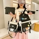 thumbnail image 2 of 4pcs/set Simple Casual School Bag With Badges, Casual Canvas Backpack Tote Bag, 2 of 3